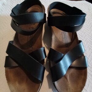 Papillio by Birkenstock Black Leather Women's Ankle Strap Sandals Size 38